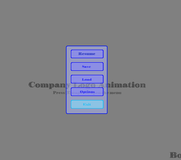 Screenshot of generated menu.